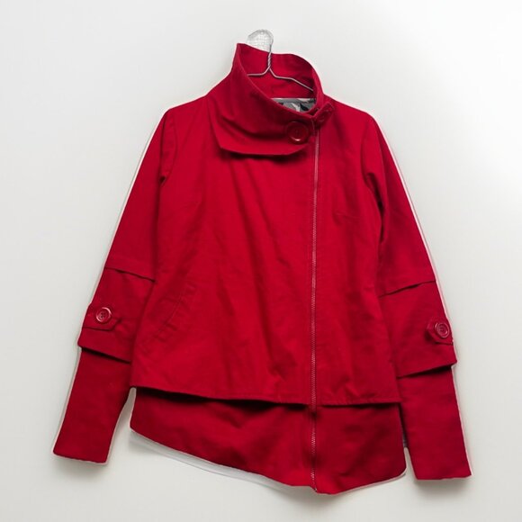 Y2K Schwiing Asymmetrical Caneva's Jacket Cherry Red Womens Sz S Boho Artsy - Picture 1 of 13